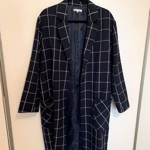 Long Navy Blaze with Window Pane Plaid